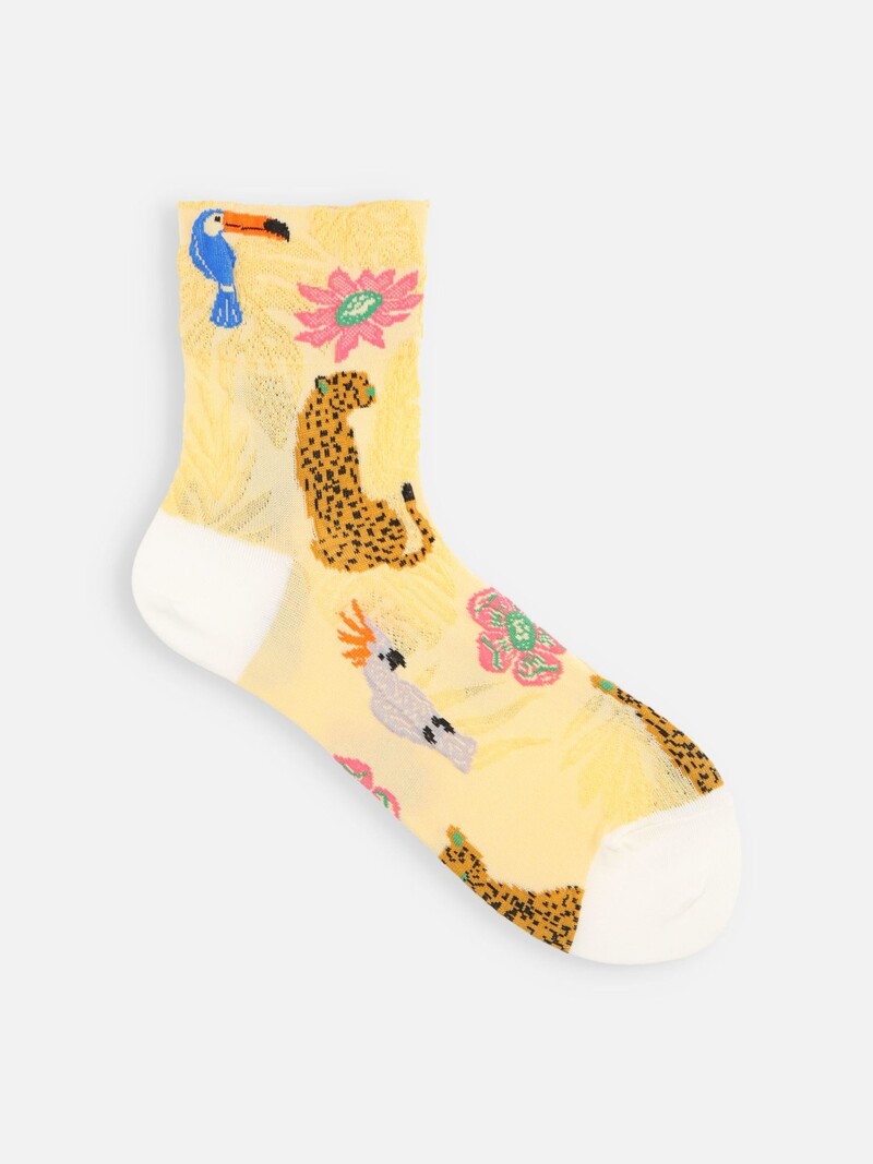 Jungle Animals Float Low Crew Socken