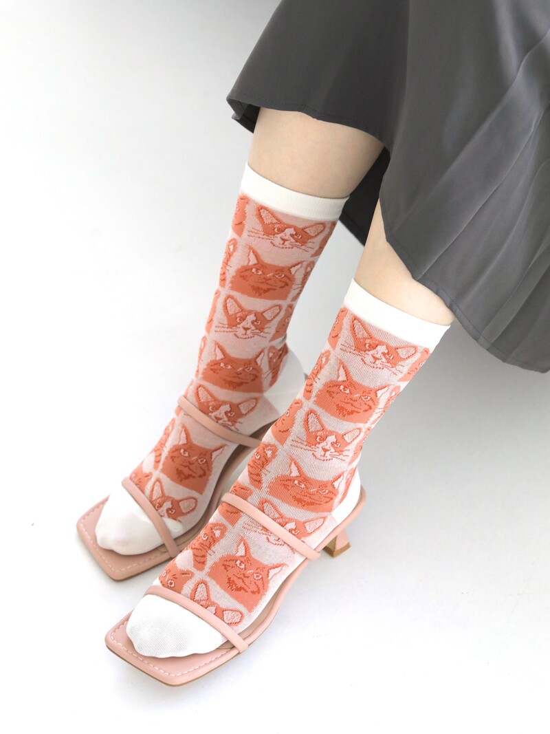 Cat Face Pattern Crew Socks