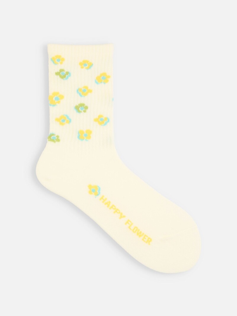 American Ribbed Flower Crew Socken