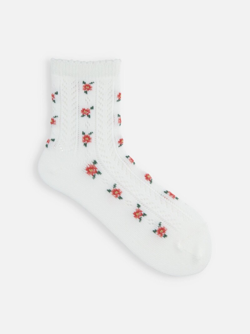 Irmack Small Flowers Low Crew Socks