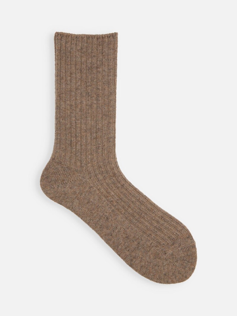 Wool/Cashmere Classic Ribbed Crew Socks