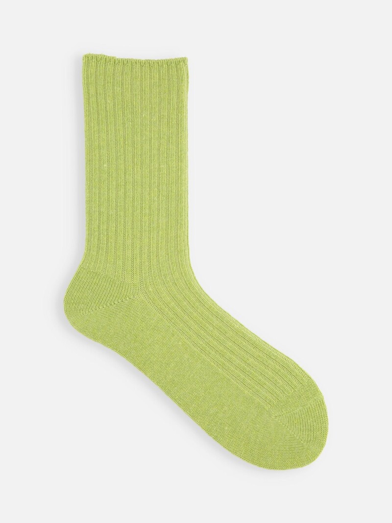 Wool/Cashmere Classic Ribbed Crew Socks