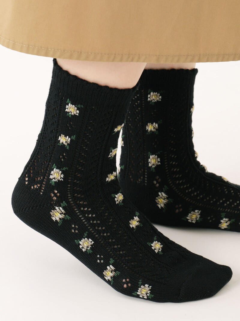 Irmack kleine bloemen lage crew sokken