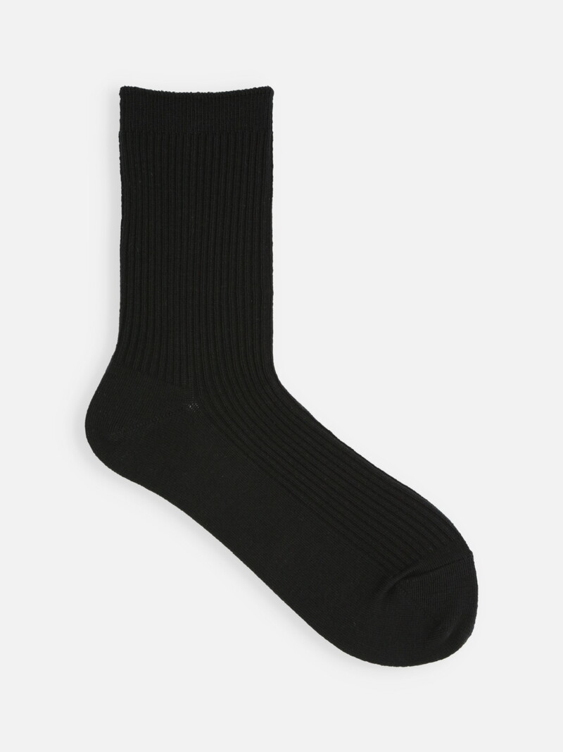 Classic 2x2 Ribbed Plain Crew Socks