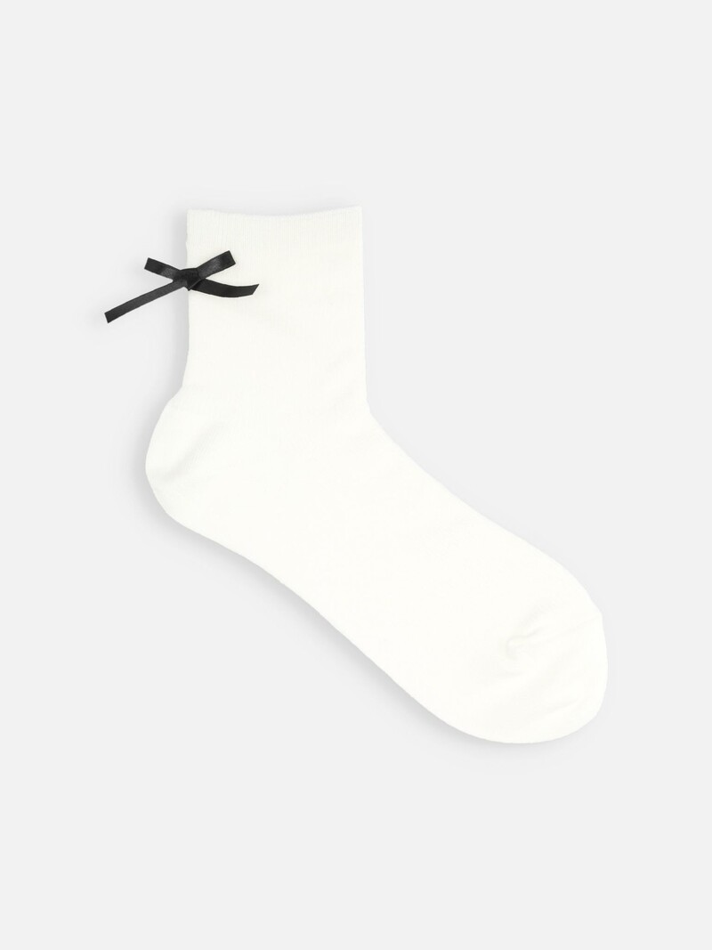 Madeline Bow Fine Rib Ankle Socks