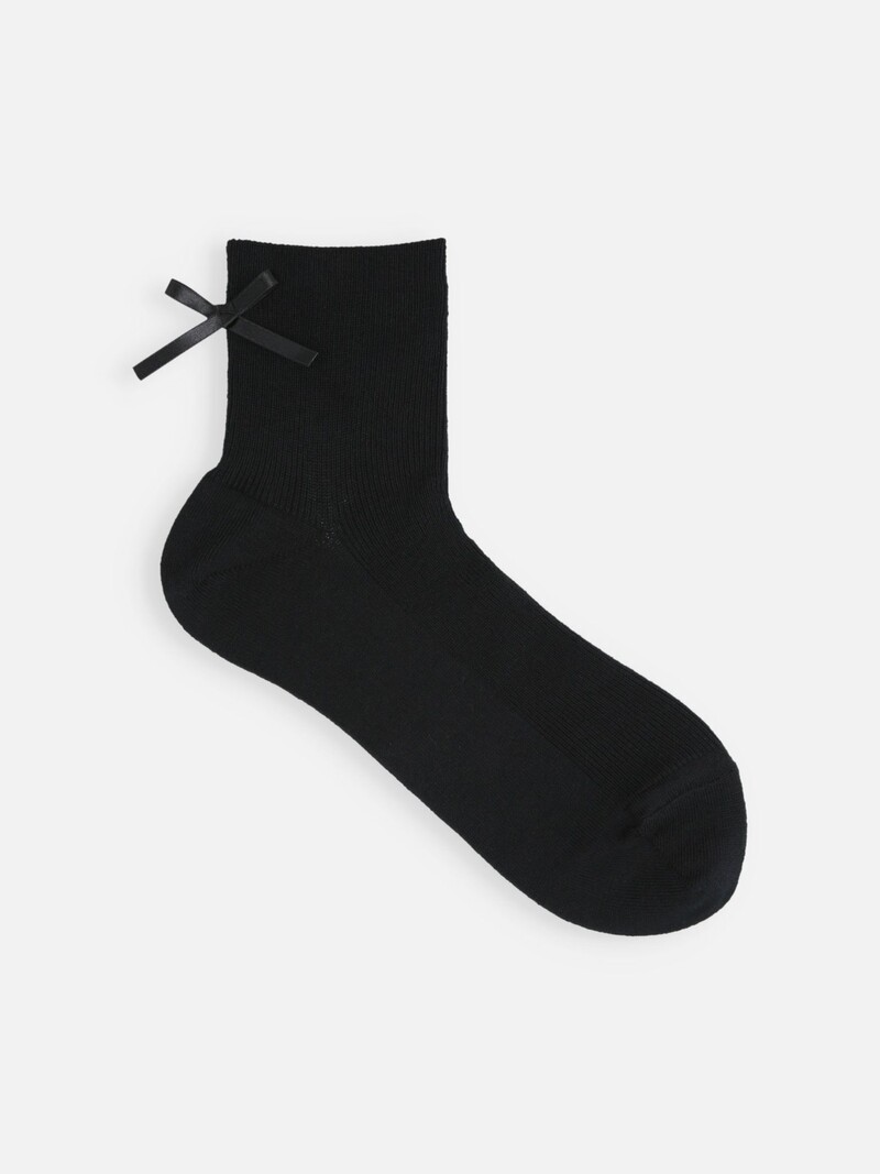 Madeline Bow Fine Rib Ankle Socks