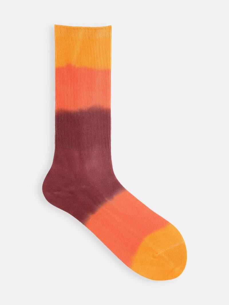 Driekleurige tie-dye sokken met ronde hals