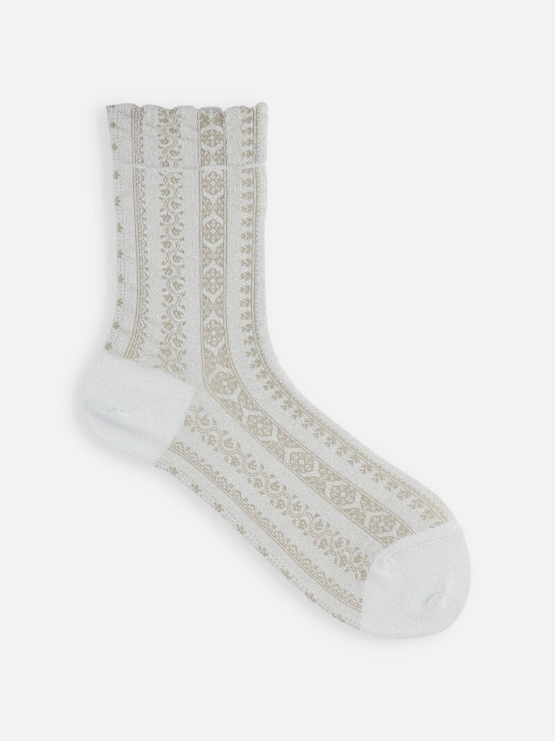 Decorative Stripe Shiny Low Crew Socks