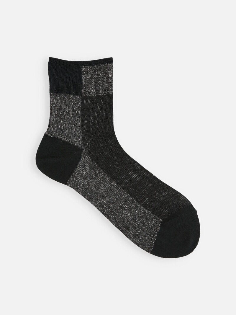 Lamé Block Low Crew Socks