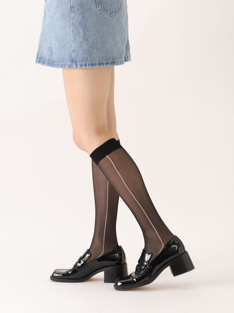 Chaussette haute transparente ligne verticale