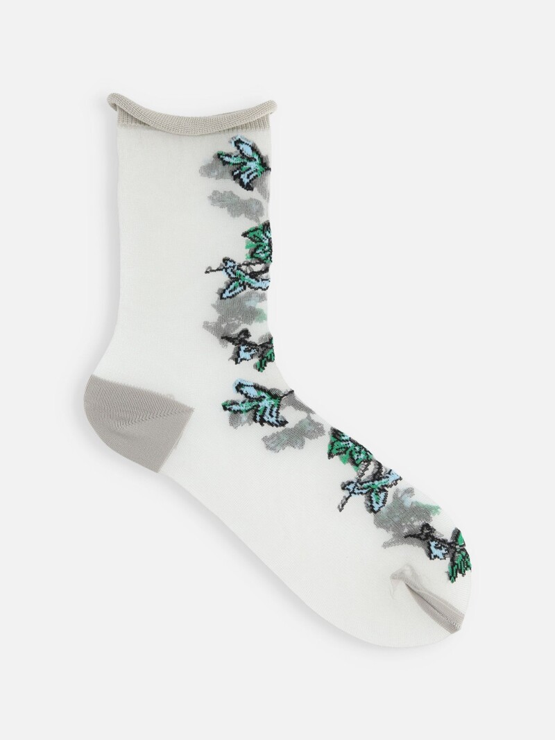 Doorzichtige aquarel bloem lage crew sokken
