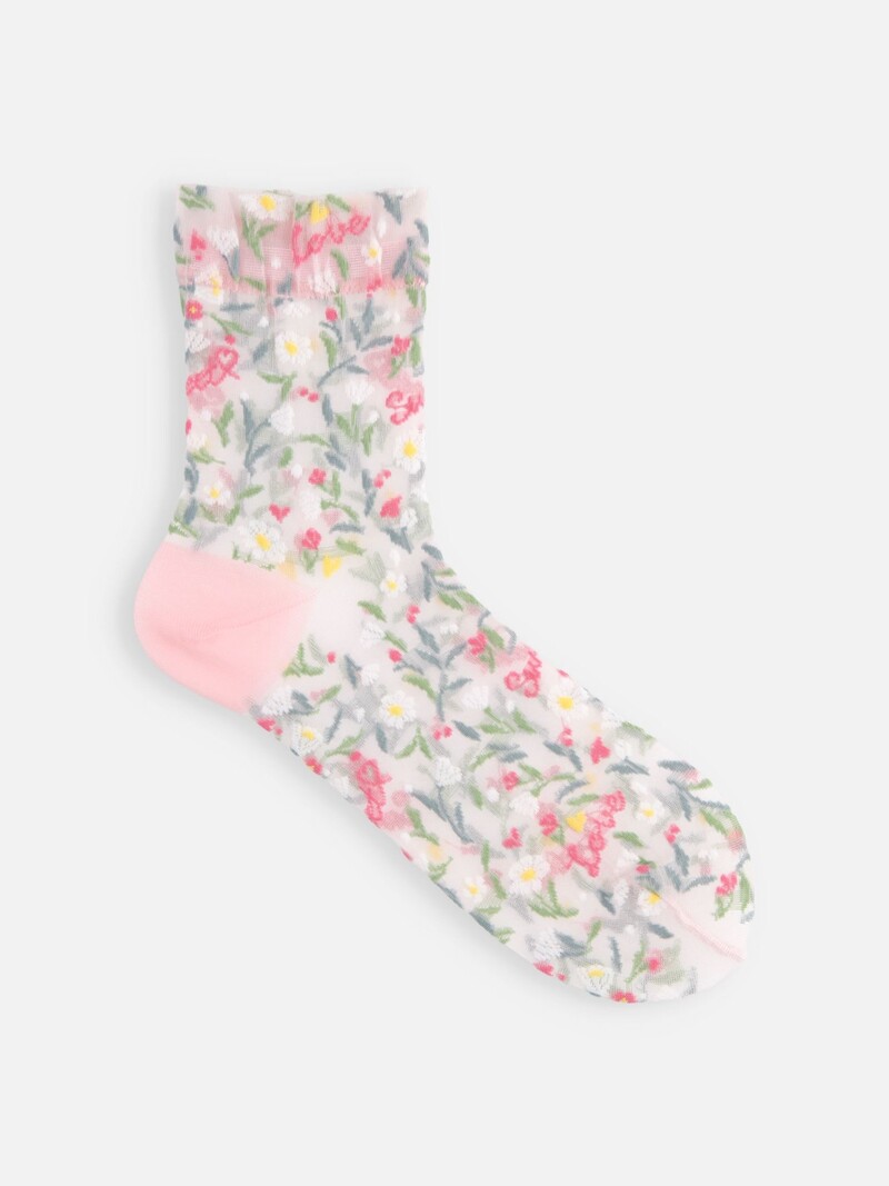 Doorschijnende Flower Love lage crew-sokken