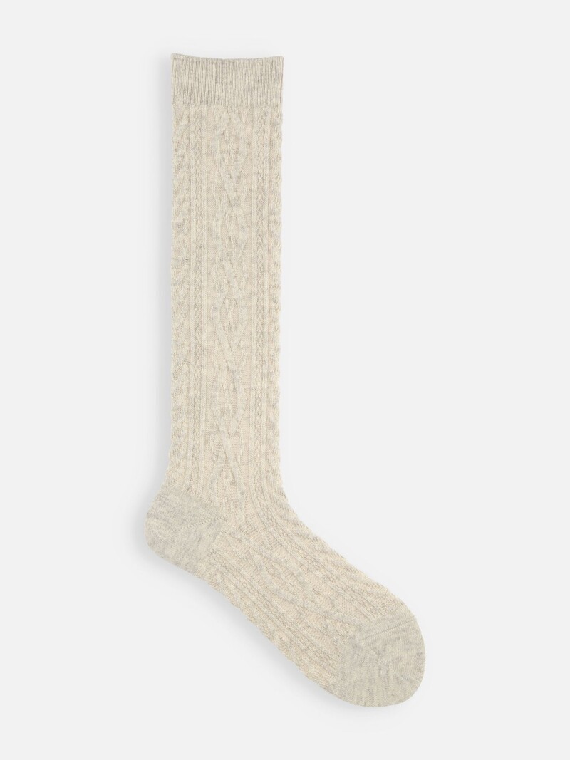 Calcetín alto de lana de cordero con rombos retorcidos