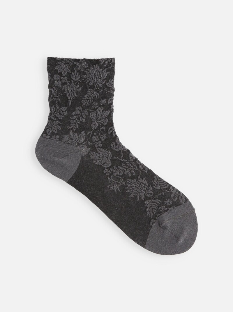 Cotton/Linen Botanical Low Crew Socks