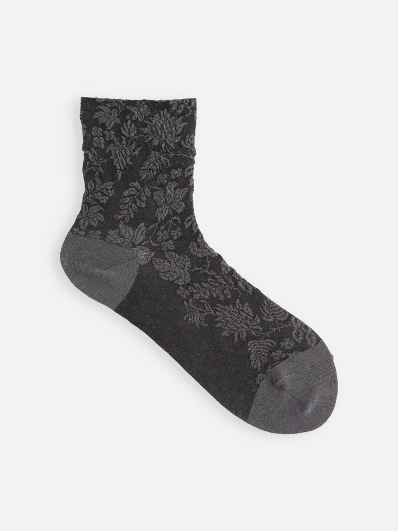 Socquette en coton/lin motif botanical