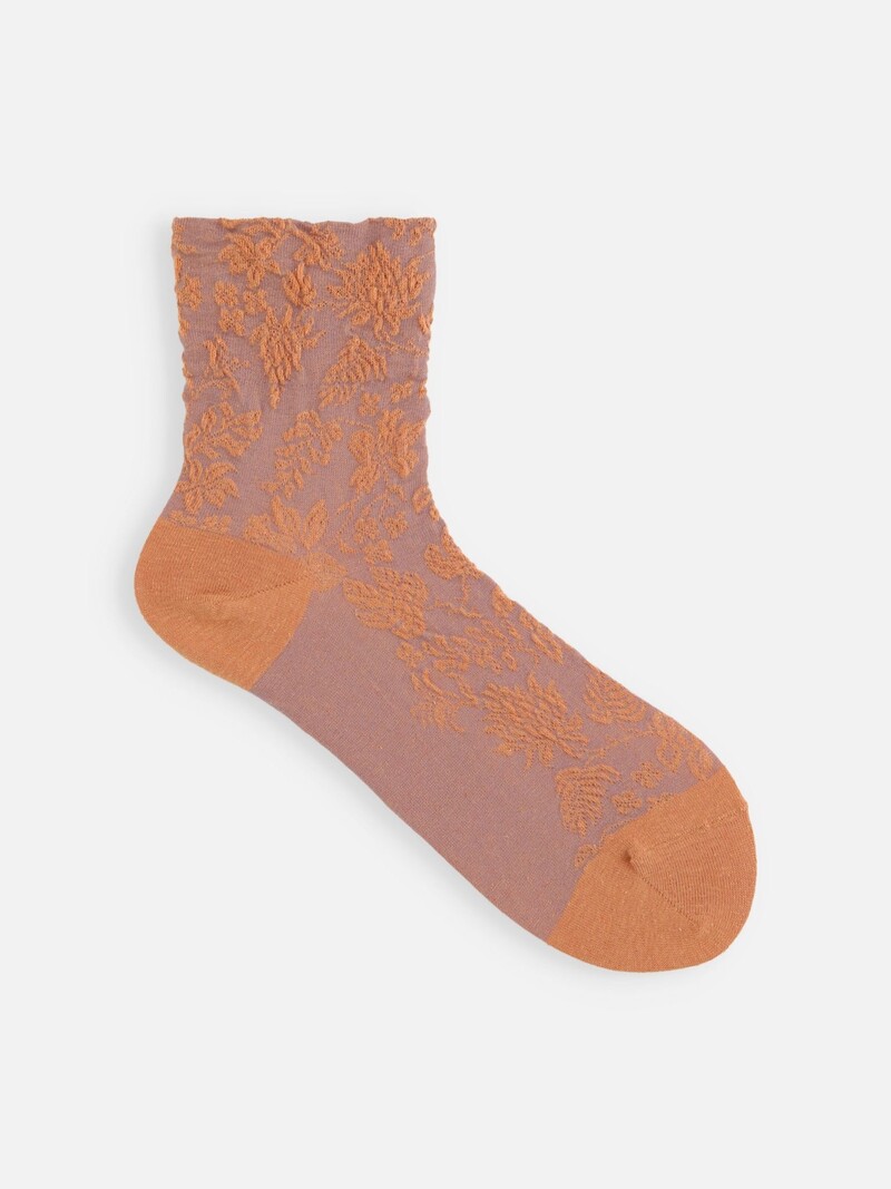 Cotton/Linen Botanical Low Crew Socks