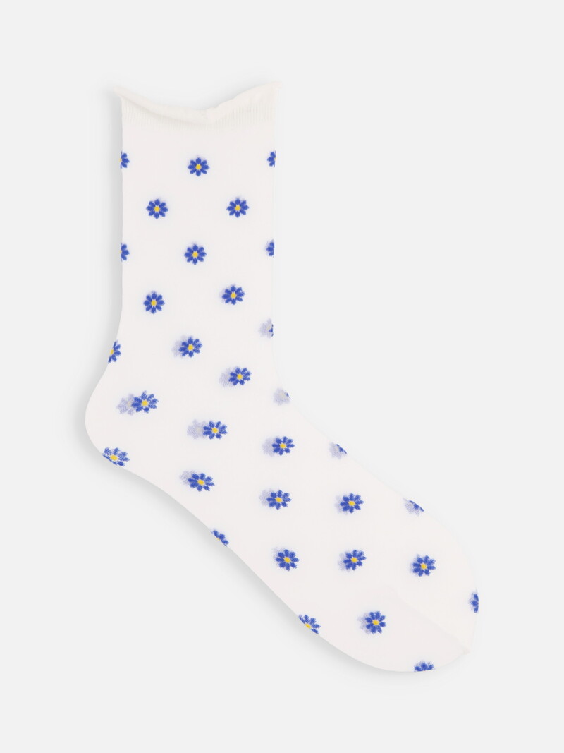 Transparente Crew-Socken mit Dailsy-Muster