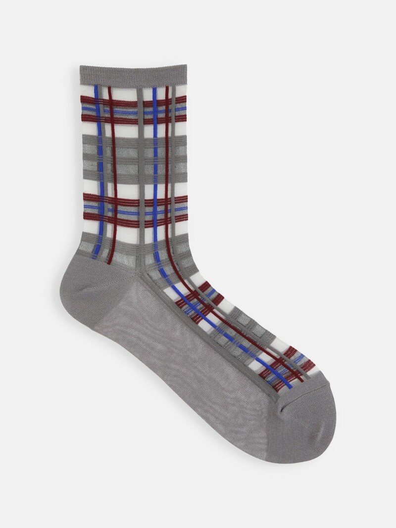 Tulle Tartan Check Crew Socks