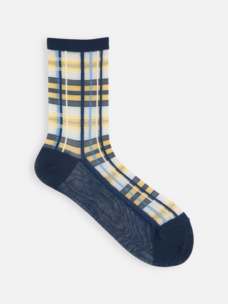 Tulle Tartan Check Crew Socks