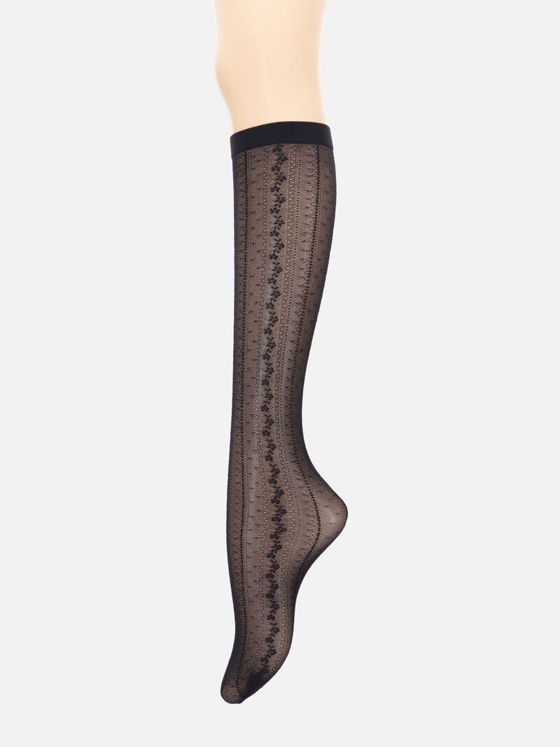 Lace Stripe Knee High Pop Socks 20D