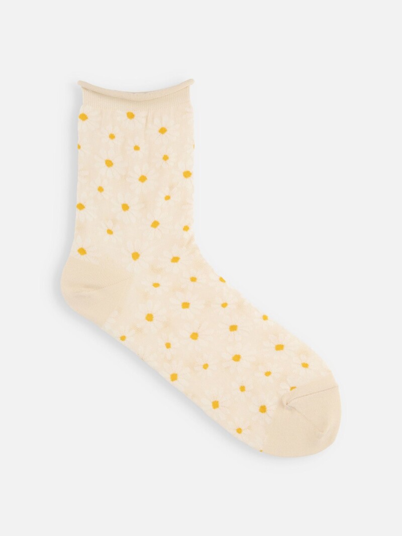 Daisy Pattern Soft Top Low Crew Socks