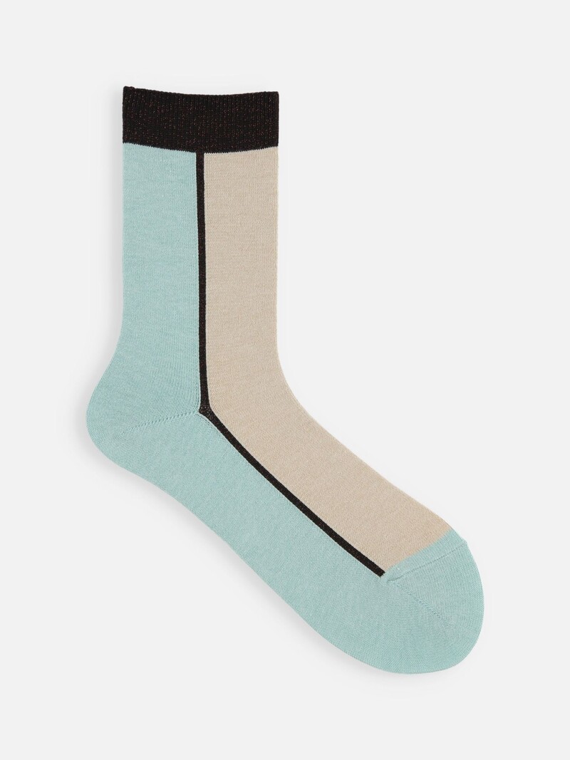 Chic Bicolour Panel Crew Socks