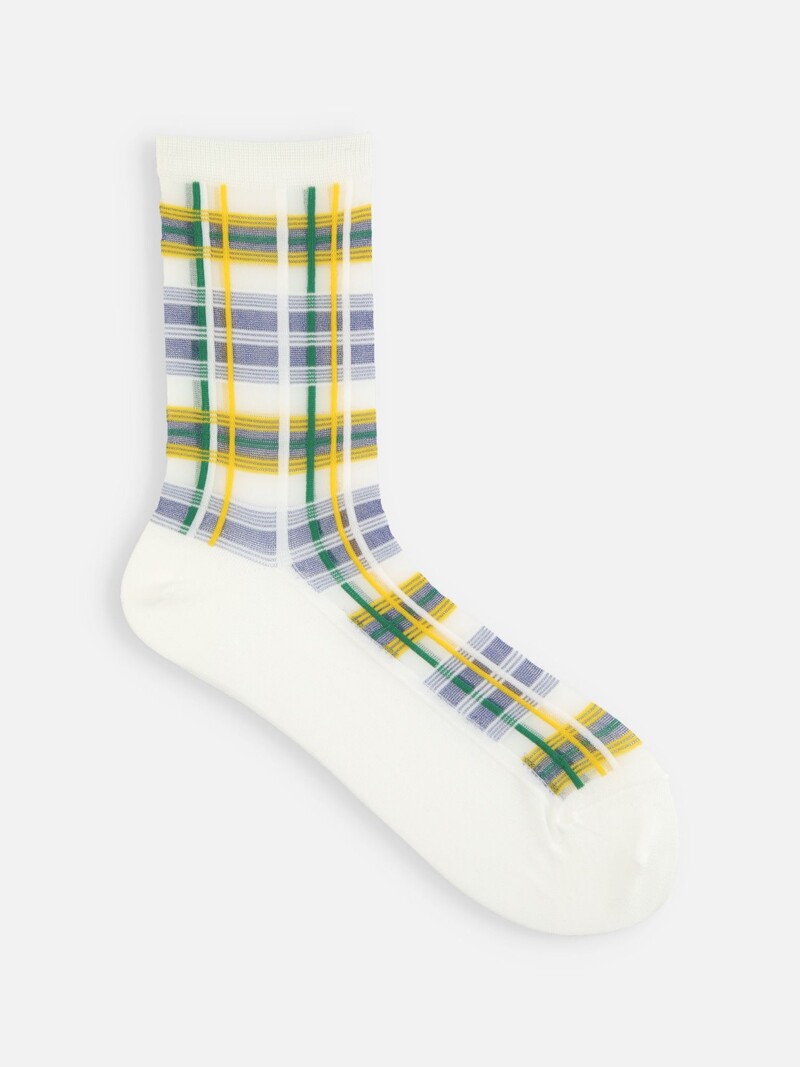 Crew-Socken aus Tüll mit Tartan-Karomuster