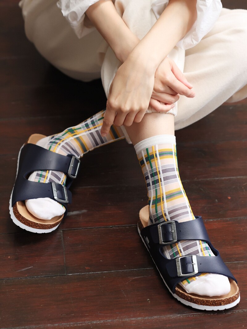 Tulle Tartan Check Crew Socks