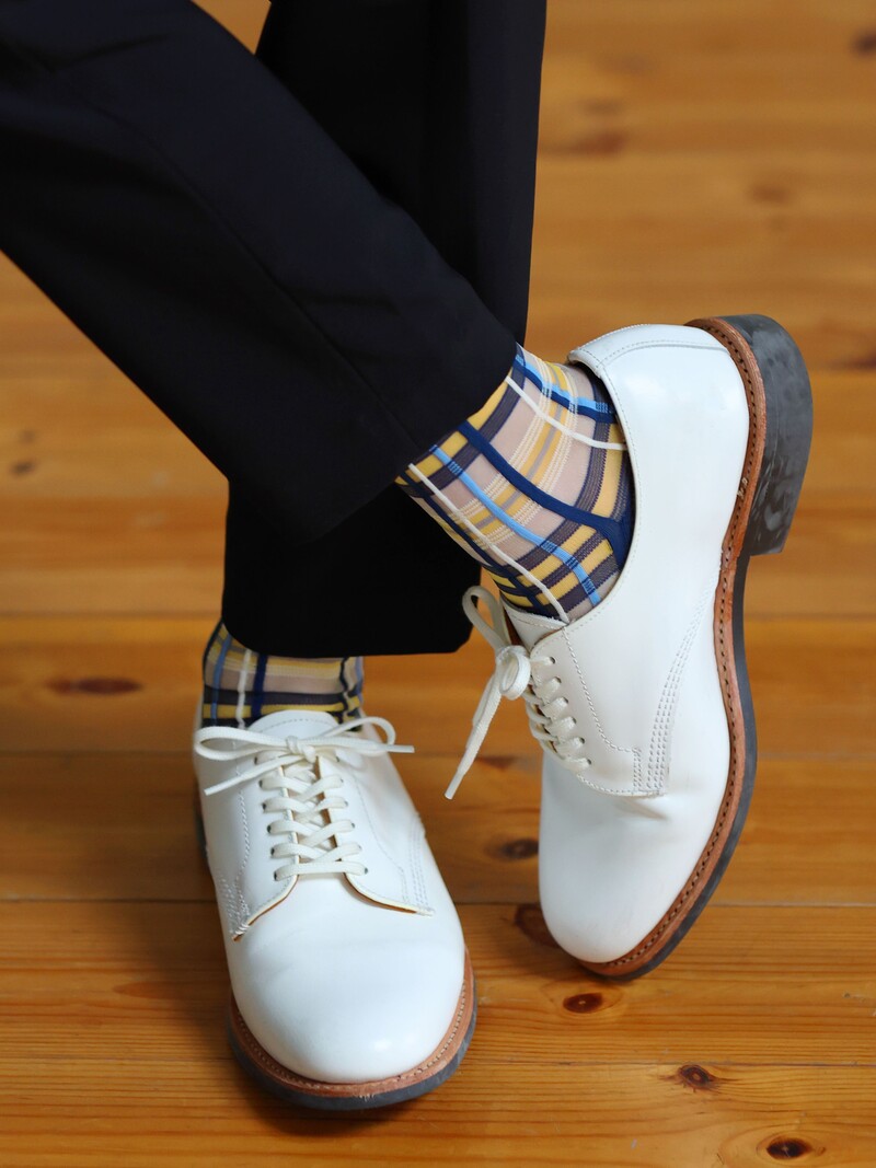 Tulle Tartan Check Crew Socks