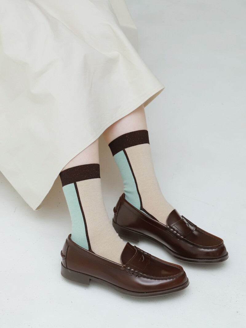 Chic Bicolour Panel Crew Socks