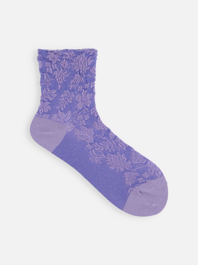 Calcetín de algodón/lino con estampado botánico