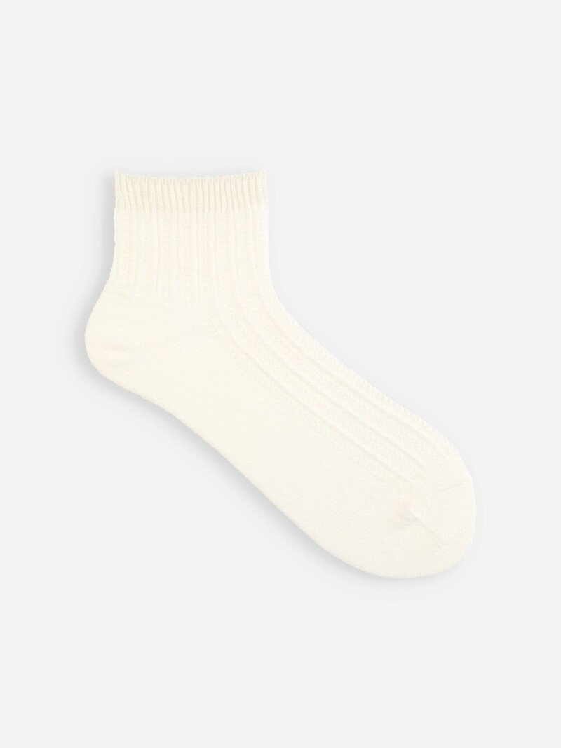 Linen Smocking Stripe Ankle Socks