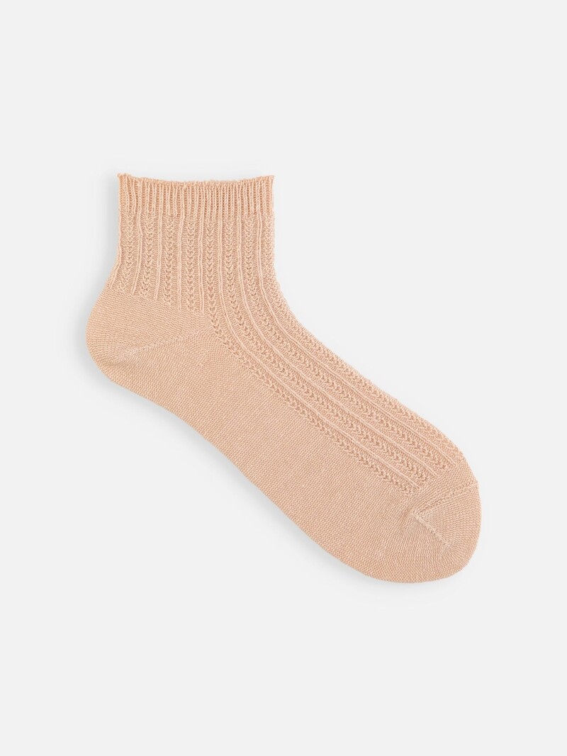 Linen Smocking Stripe Ankle Socks