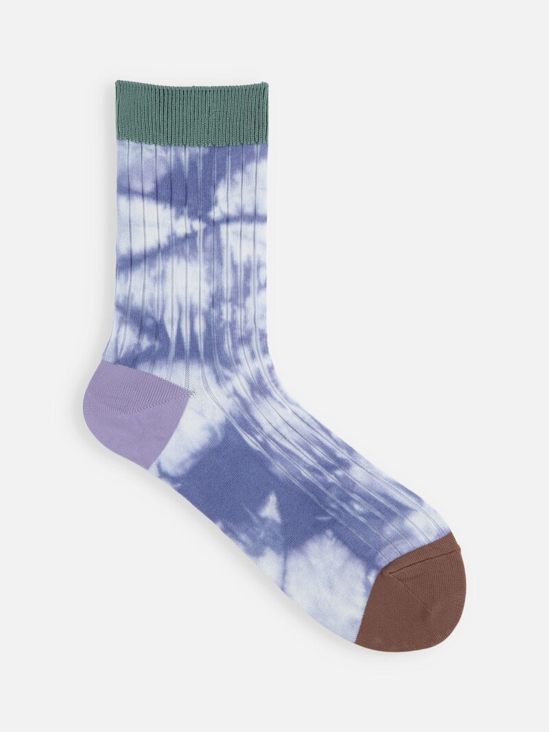 Tie-dye geribde sokken met ronde hals