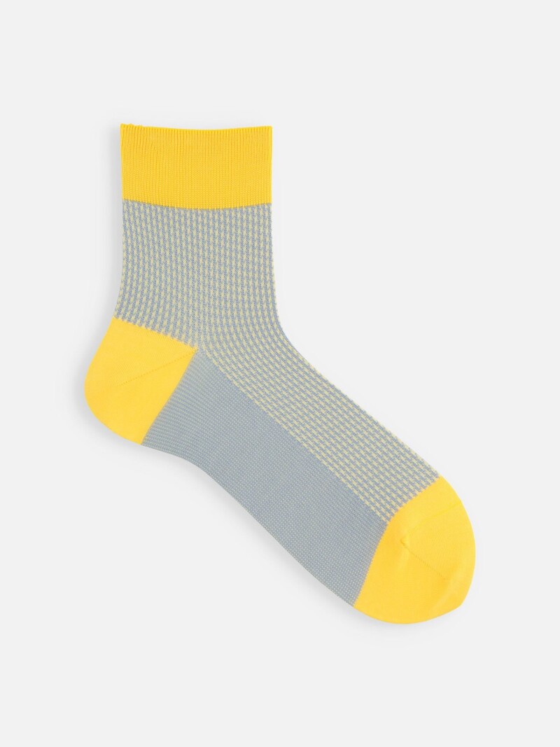 Korte sokken met pied-de-poule jacquard S