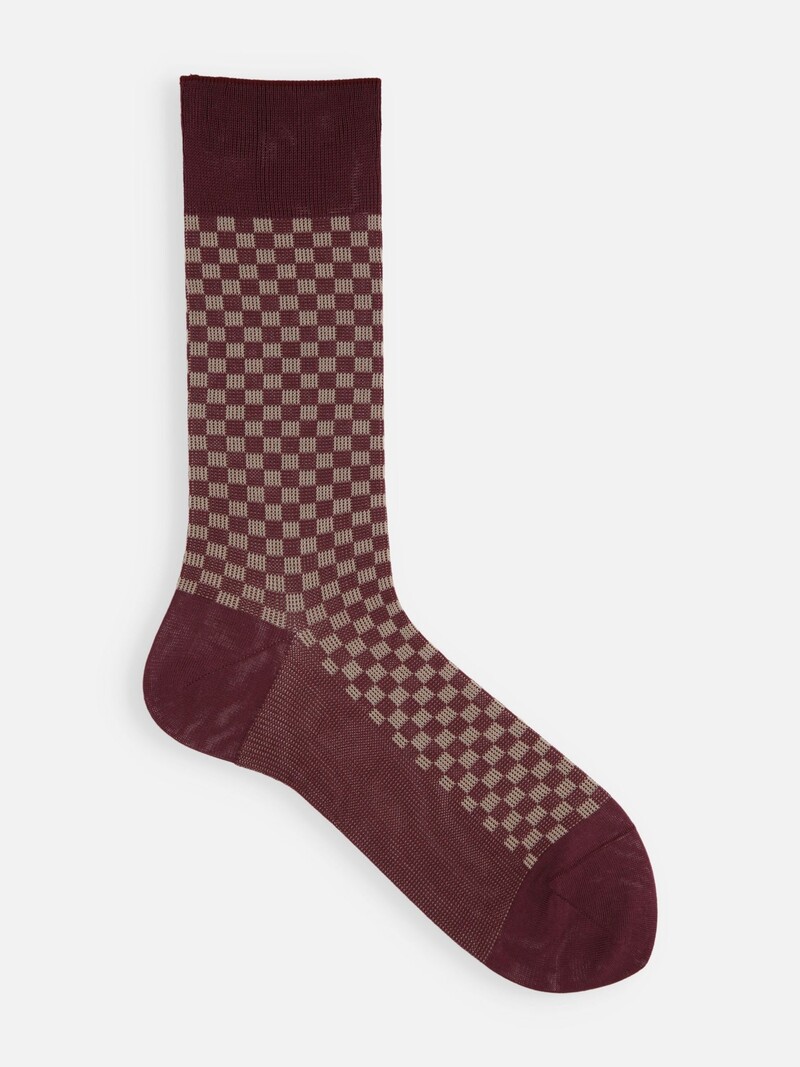 Modern Damier Pattern Mid-Calf Socks M