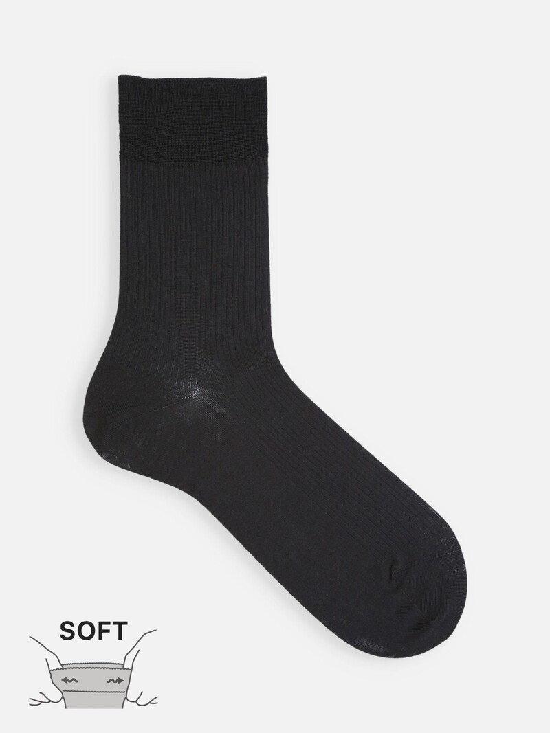 Mi-chaussette fine côtes sans élastique L