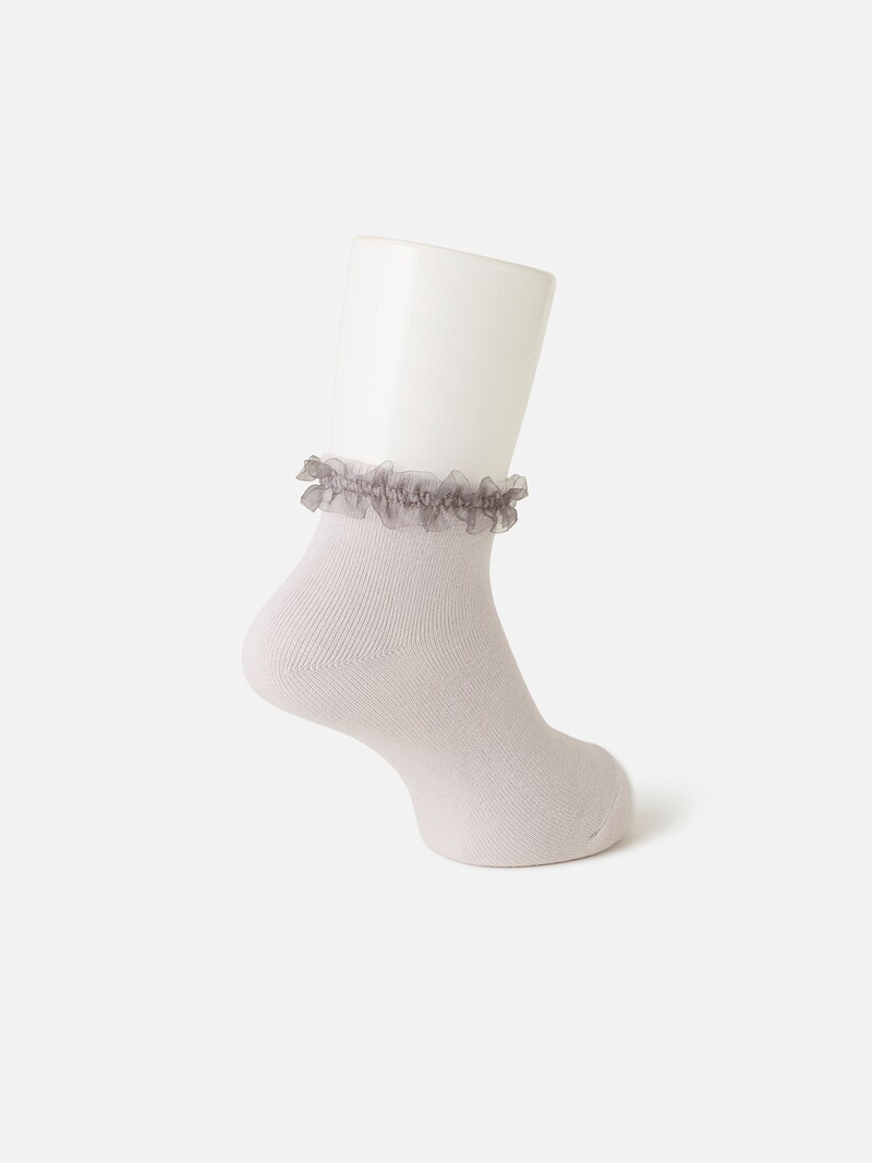 Meia lisa com orla em fita de organza Criança.16-18cm
