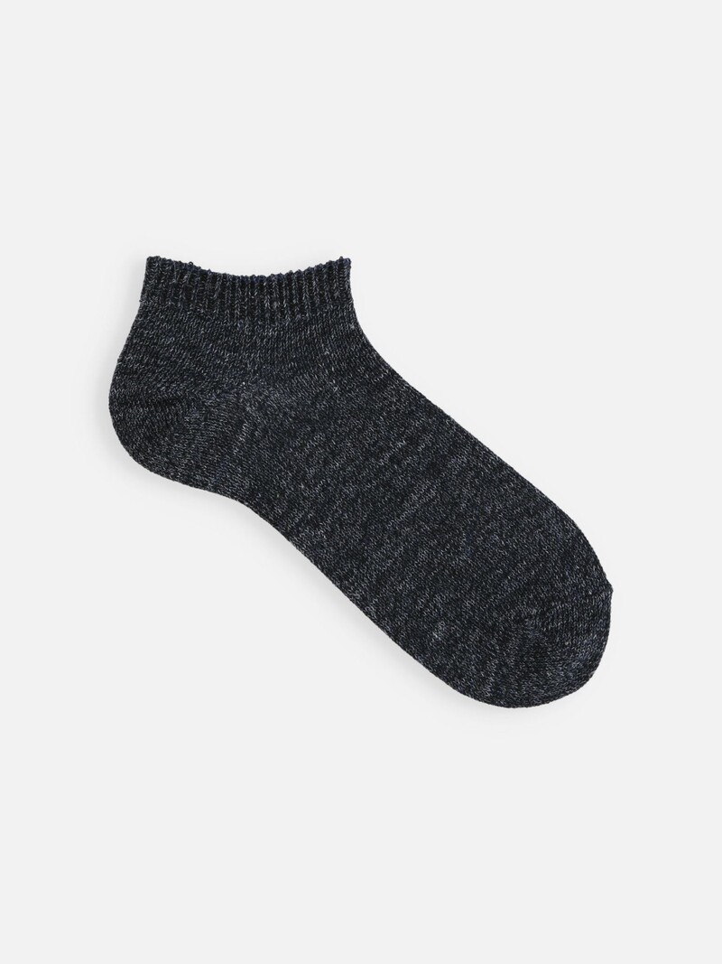 Linen/Cotton Heathered Rib Trainer Socks