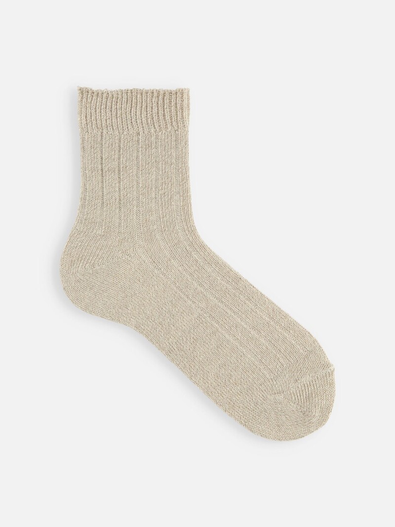 Korte sokken van linnen/katoen gemêleerde rib M