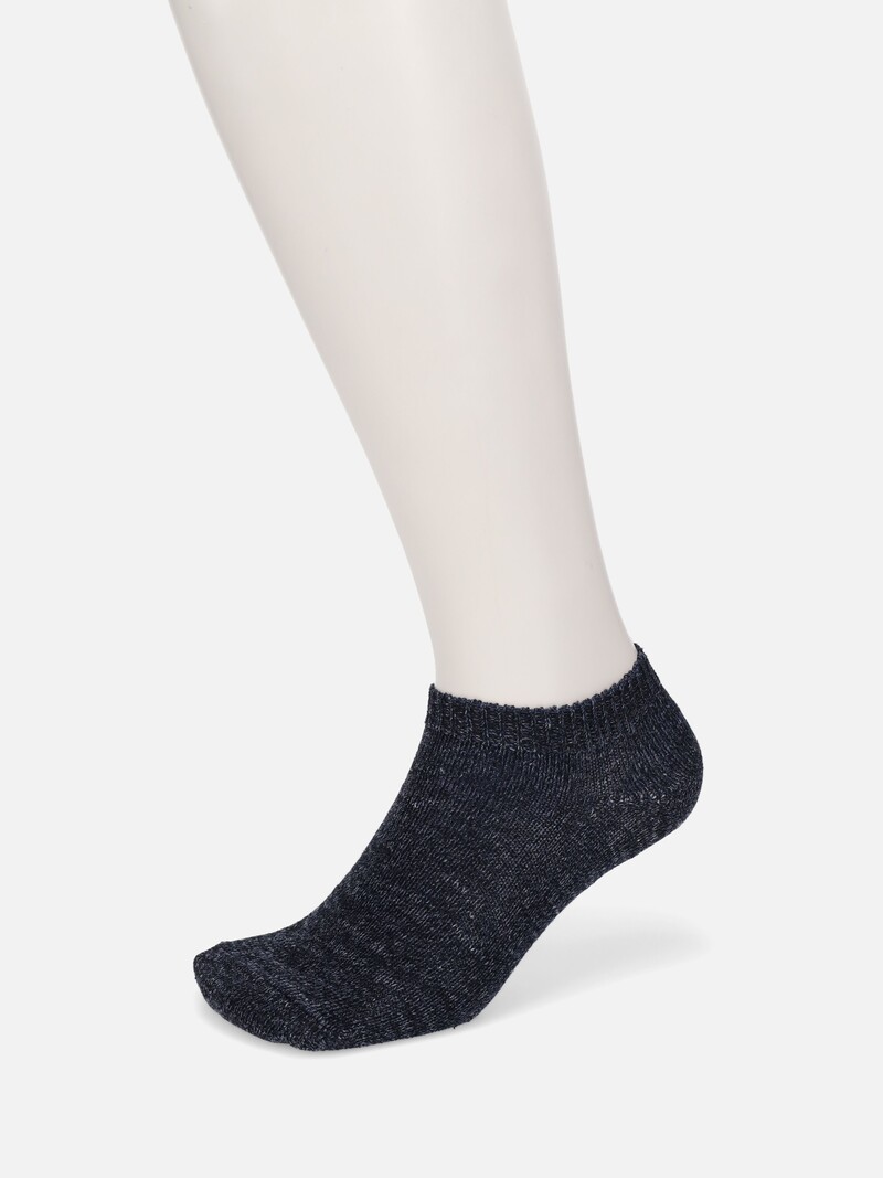 Linen/Cotton Heathered Rib Trainer Socks