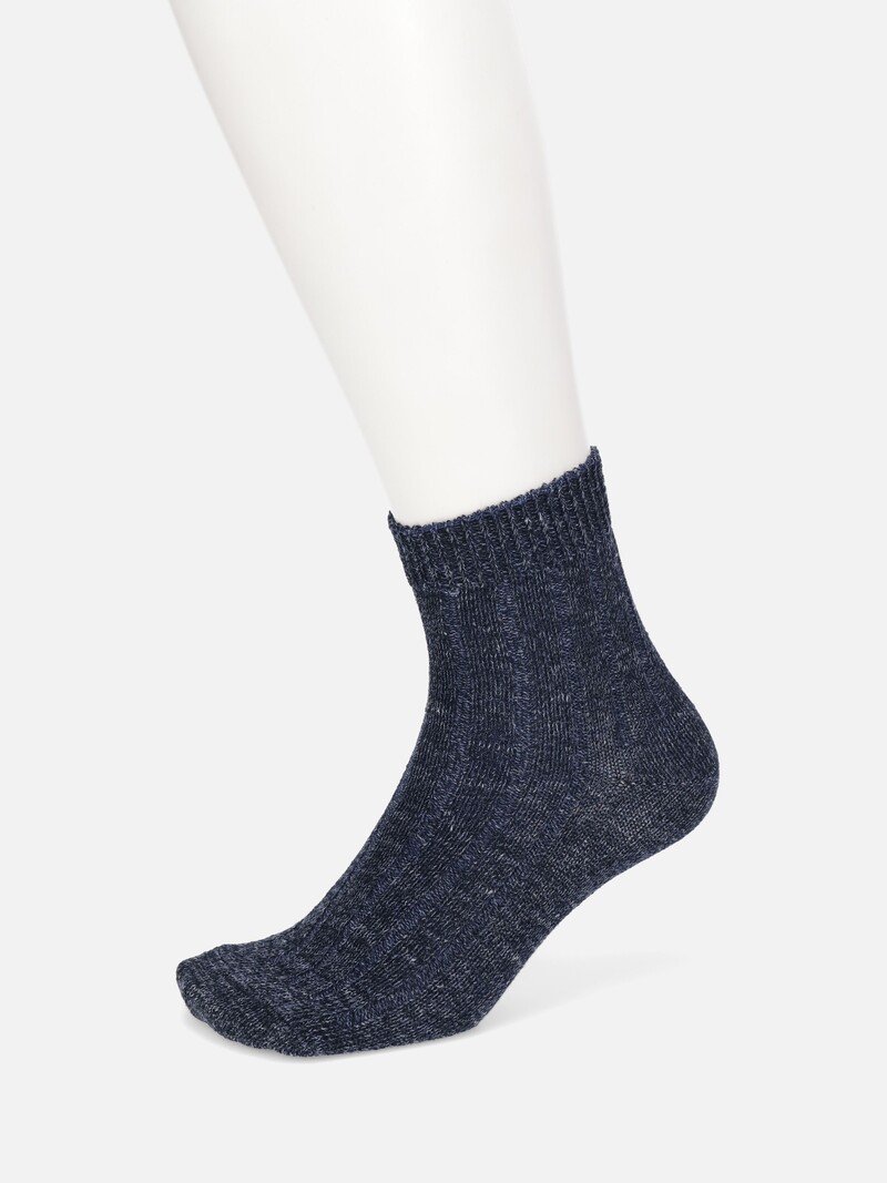 Linen/Cotton Heathered Rib Short Socks M