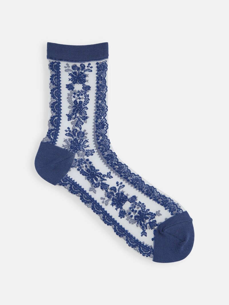 Niedrige Crew-Socken mit transparentem Spitzenmuster