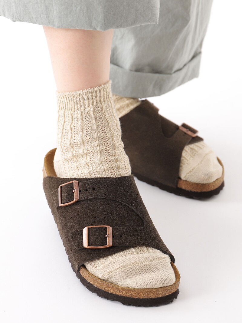 Calcetines tobilleros de lino con rayas fruncidas