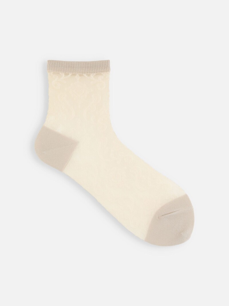 Meias de tule com padrão damasco