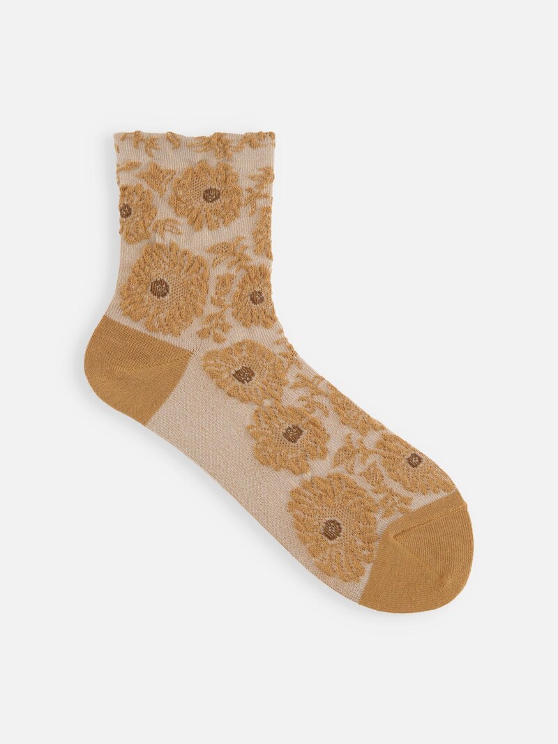 Flower Float Soft Top Low Crew Socken