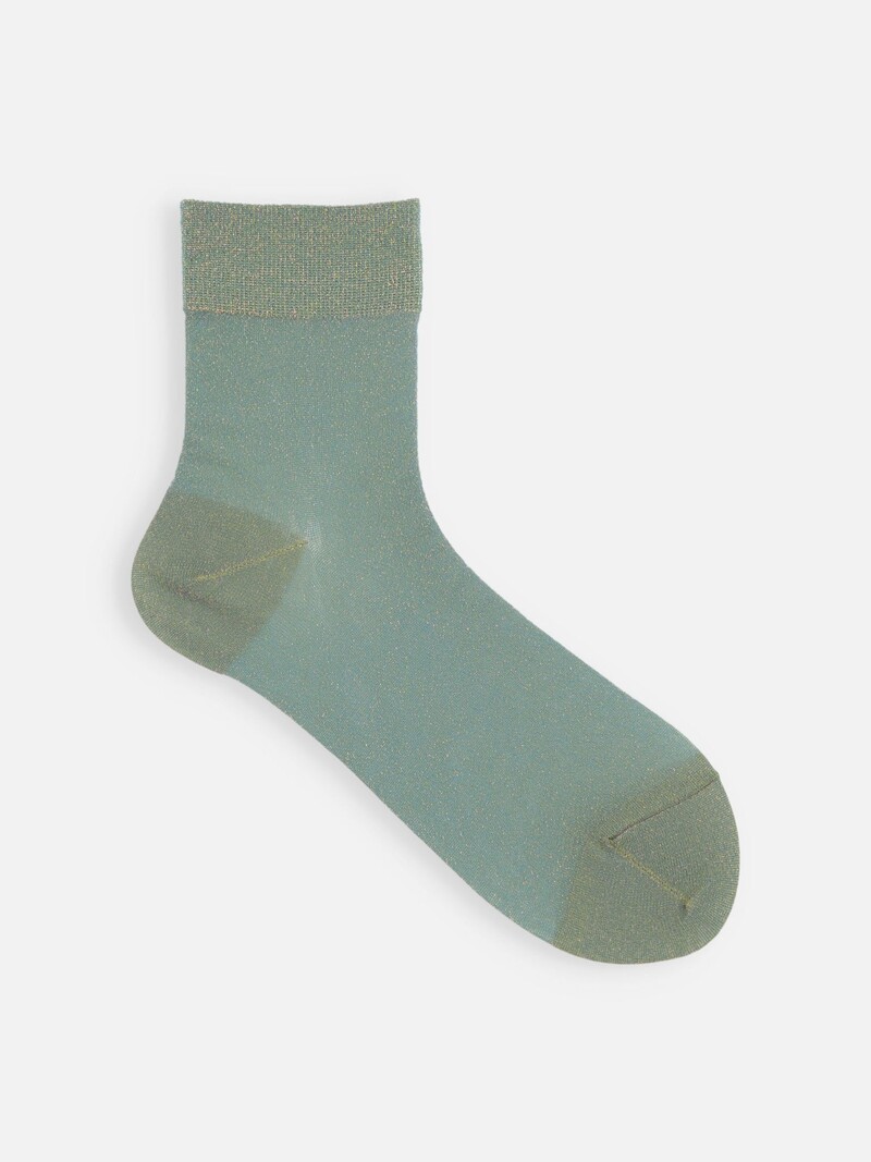 Iridescent Lamé Sheer Ankle Socks