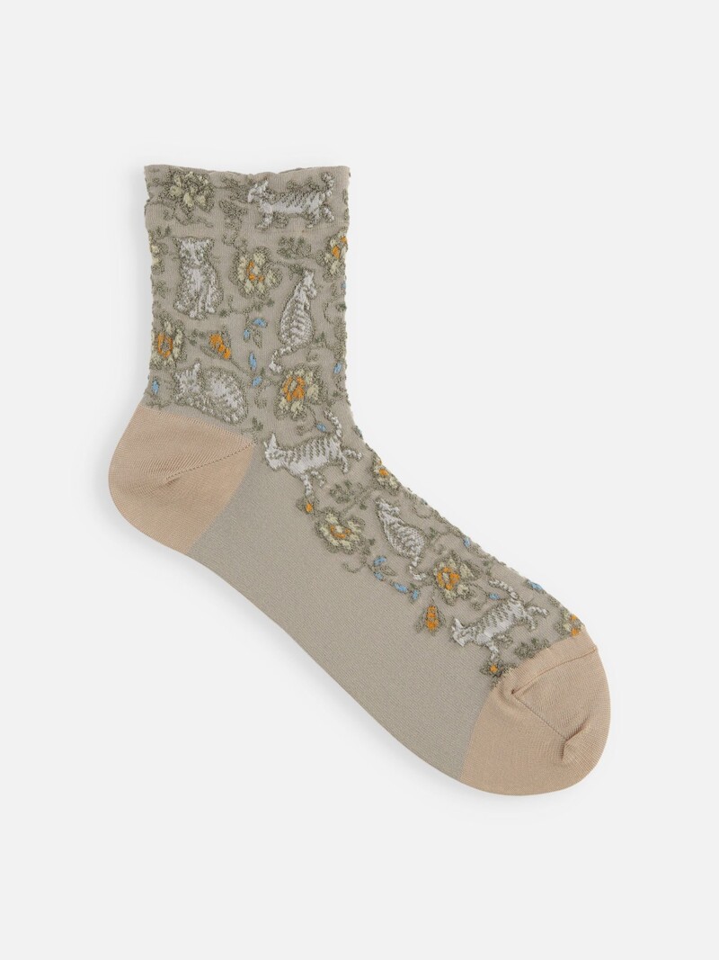 Oriental Cat Low Crew Socks