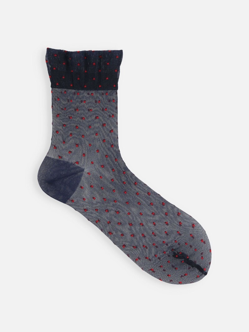 Sheer Fine Dots Low Crew Socks S