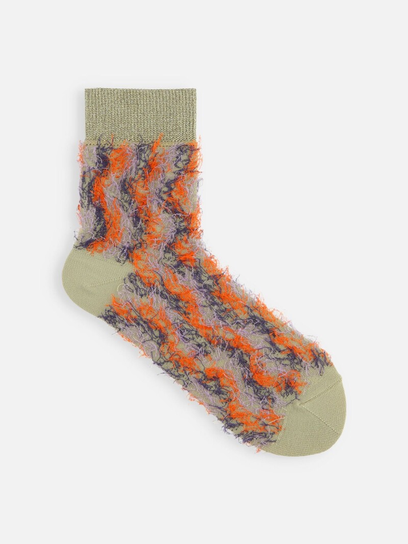 Colourful Fuzzy Yarn Low Crew Socks